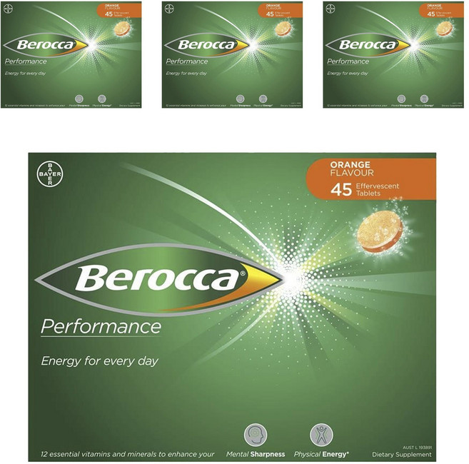 Berocca 拜維佳 維他命B群發泡錠 柳橙口味 3條入, 4盒, 45顆