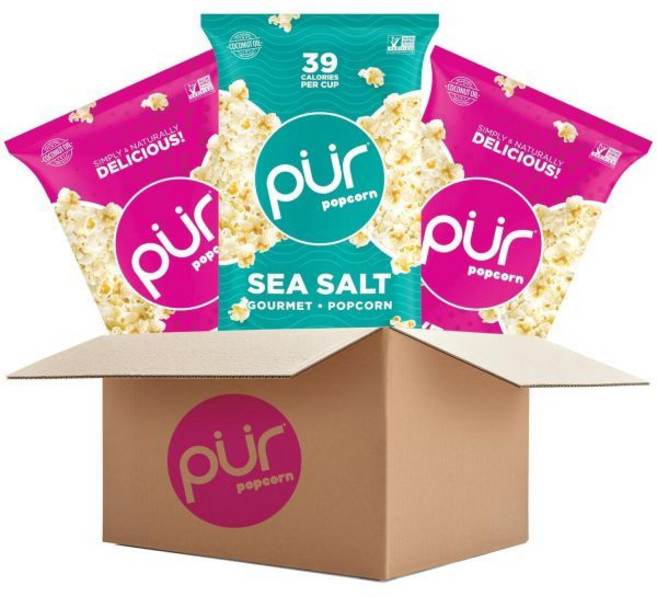 PUR 팝콘 코코넛 오일로 만든 100% 통곡물 건강 스낵 글루텐 프리 견과류 땅콩 없음 비건 비 GMO 달콤짠맛과 바다소금맛 개별 가방(3개 팩), Variety_6.07 Ounce (Pack of 3), 1개