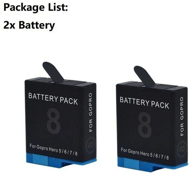 블랙 스포츠 액션 카메라 배터리 히어로 8 7 6 5 2150mAh 로 업그레이드, 2Pcs, 02 2Pcs