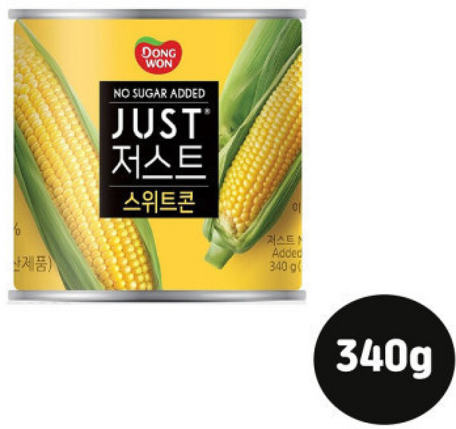 동원 저스트 노슈가 스위트콘 입/설탕무첨가/무배, 340g, 5개