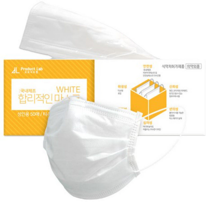 프로덕트랩 비말차단 합리적인 마스크 티슈형 대형 KF-AD, 화이트(대형), 1세트, 2500매입