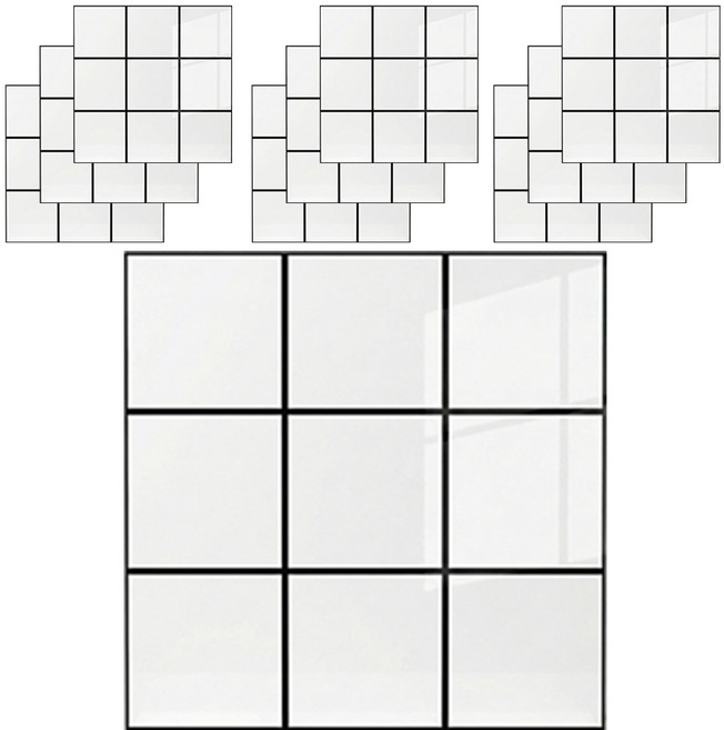 루메이크 벽에 붙이는 방수 타일 시트지 10개, 스퀘어