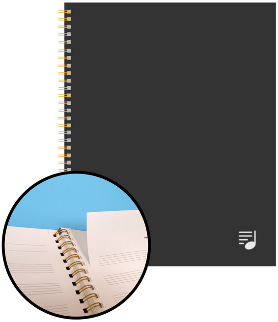 라벨포스 A4 절취 음악 오선 스프링 노트, 1권, 블랙