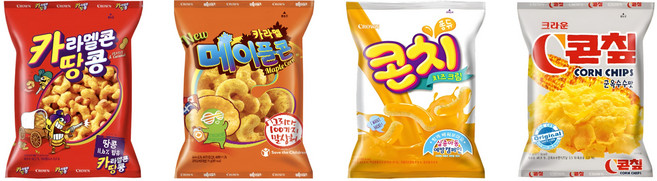 크라운 옥수수스낵 4종(카라멜콘땅콩 72g + 카라멜 메이플콘 74g + 콘치 66g + 콘칲 70g), 1개, 282g