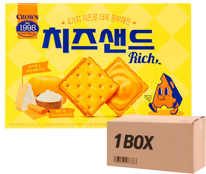 치즈 풍미가 가득 크라운 치즈샌드 학교간식 과자 군것질, 10개, 180g