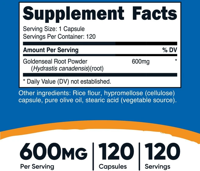 Nutricost 프리미엄 골든실 뿌리 600mg 데일리 캡슐 120정, 1개, 1회분 - 쿠팡
