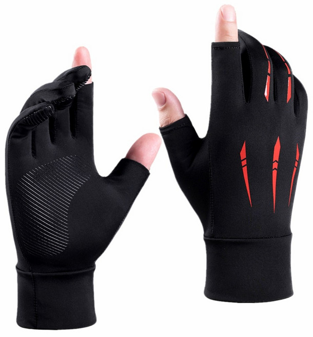 낚시장갑 2컷 반장갑 미끄럼방지 스포츠 레저 장갑, 빨간색