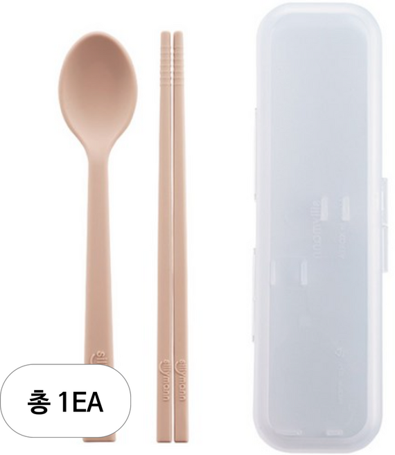 실리만 크림 어린이 수저 세트 + 케이스, 크림피치, 숟가락 + 젓가락 + 케이스, 1세트