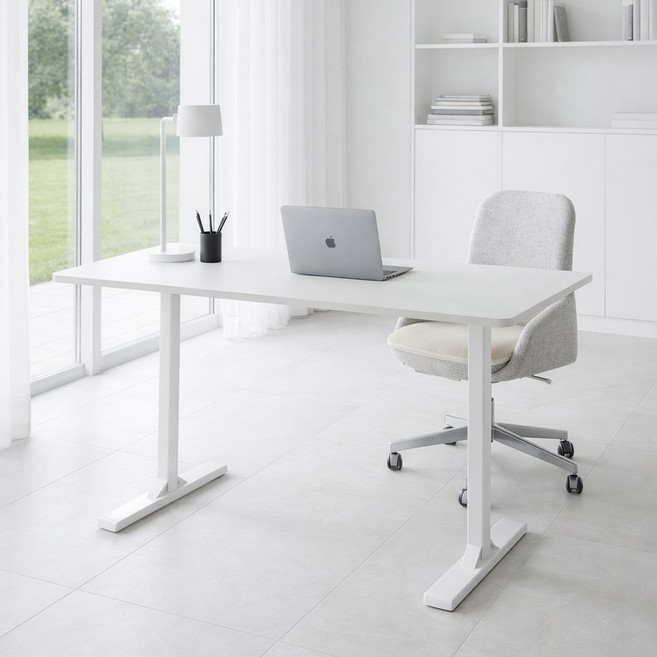 하루꿈 사무용 책상 1인용 학생 공부 컴퓨터 게이밍 사무실 회의 오피스 재택근무 서재 테이블, 화이트