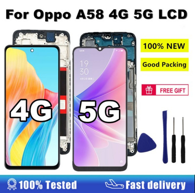 Oppo A58 4G LCD 디스플레이 터치 스크린 디지타이저 어셈블리 교체 부품 () 프레임 포함 CPH2577, 01 China Mainland, 02 5G NO Frame