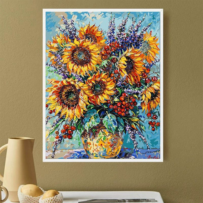 DIY 유화그리기 위메이크페인팅 인테리어 명화그리기 아트, 40x50cm 순수 캔버스, 해바라기 60색, 1개