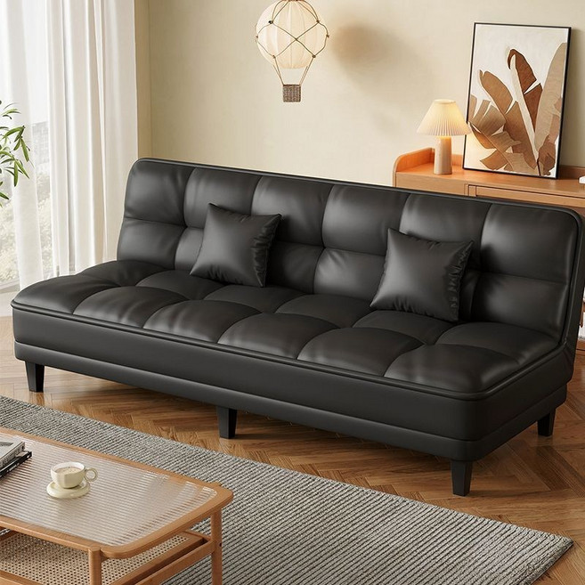 BYOU 접이식 소파베드 1/2/3인용 쇼파 쿠션 세트, 블랙