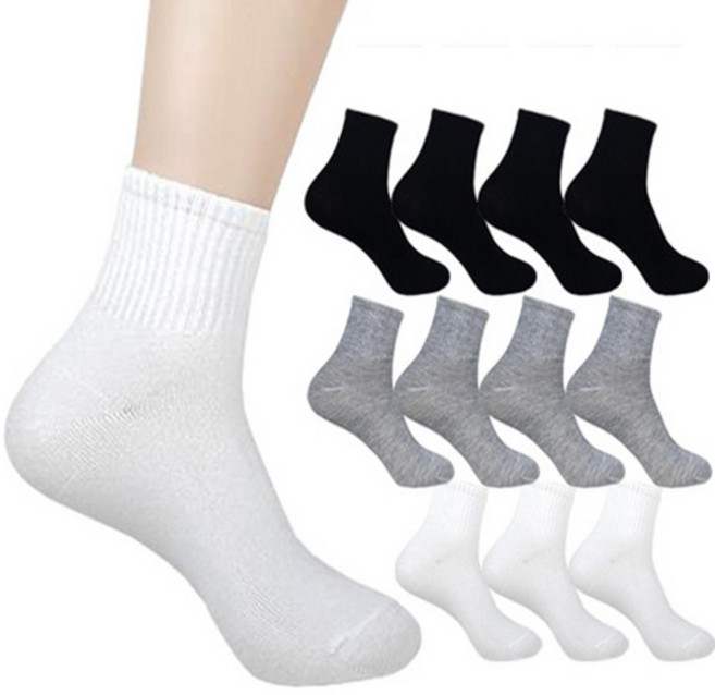 더베이직 남성용 스포츠 커버 중목 양말 12켤레