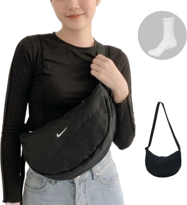 [벡화점] 나이키 여성 크로스백 아우라 가방 미니 여행용 힙색 남자 메신저백 학생 (스포츠양말 지급)