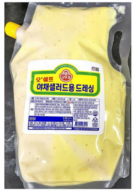 오뚜기 오쉐프 야채 샐러드용 드레싱 3kg 업소용 대용량 빠른배송, 1개
