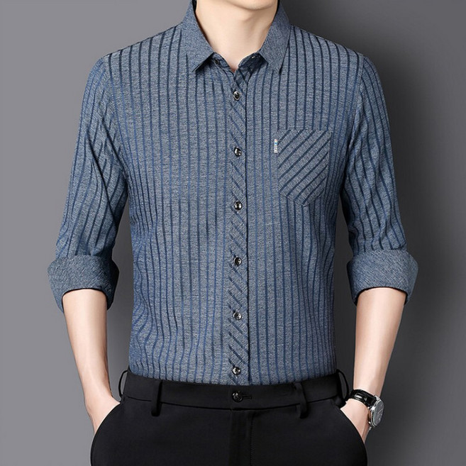 TIMEPURE 남성 츠 편안한 와이드 핏 셔츠 대형 포켓 디자인으로 실용성 중년남성패션 가을신상 아빠선물 캐주얼셔츠