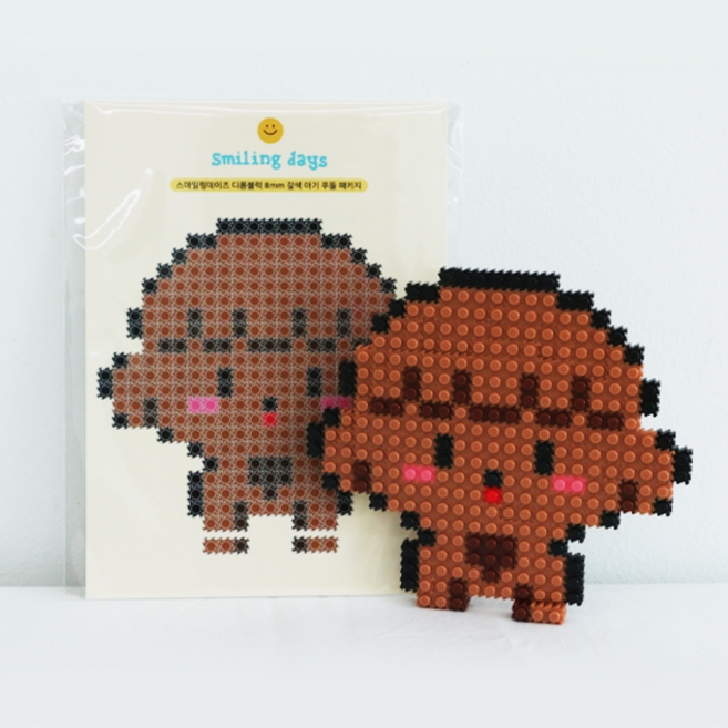 귀염뽀짝 강아지 고양이 디폼블럭 8mm 만들기 키트, 1개, 브라운아기푸들