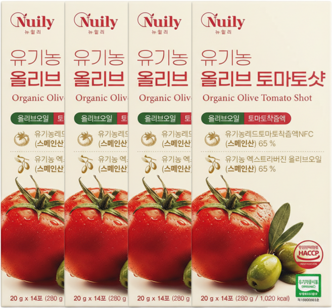 유기농 올리브 토마토샷 피쿠알 엑스트라버진 올리브오일 NFC 토마토 착즙 스틱, 4개, 280g
