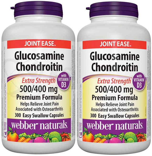 웨버네추럴스 (비타민D3 함유) 글루코사민 콘드로이친 대용량 2병, 300정, 2개