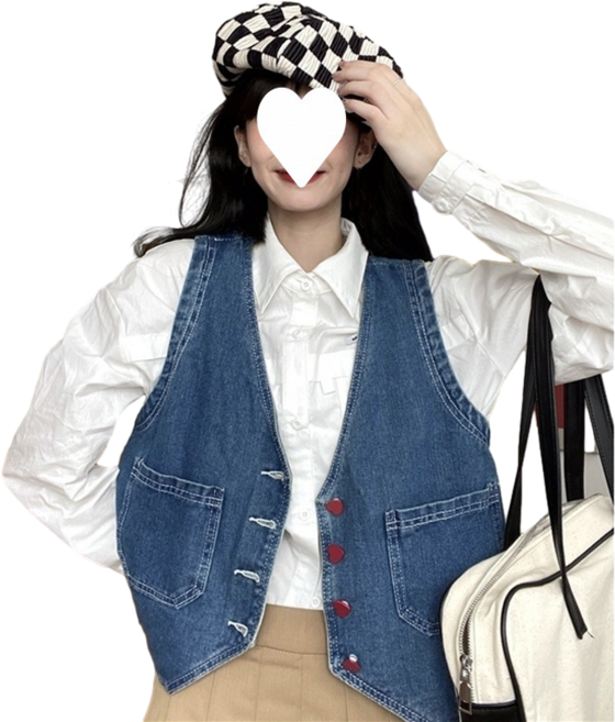 쇼트 데님 베스트 여자 민소매 나시 코트 Women's Cowboy Vest 뉴타임즈 U926V657