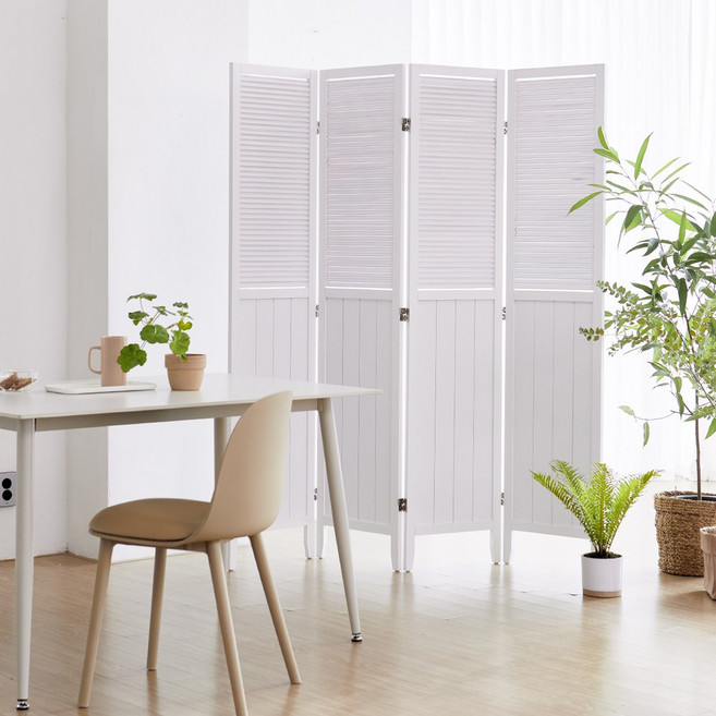 리비니아 우드갤러리 파티션 가림막 접이식 칸막이 가벽, 4단, 화이트