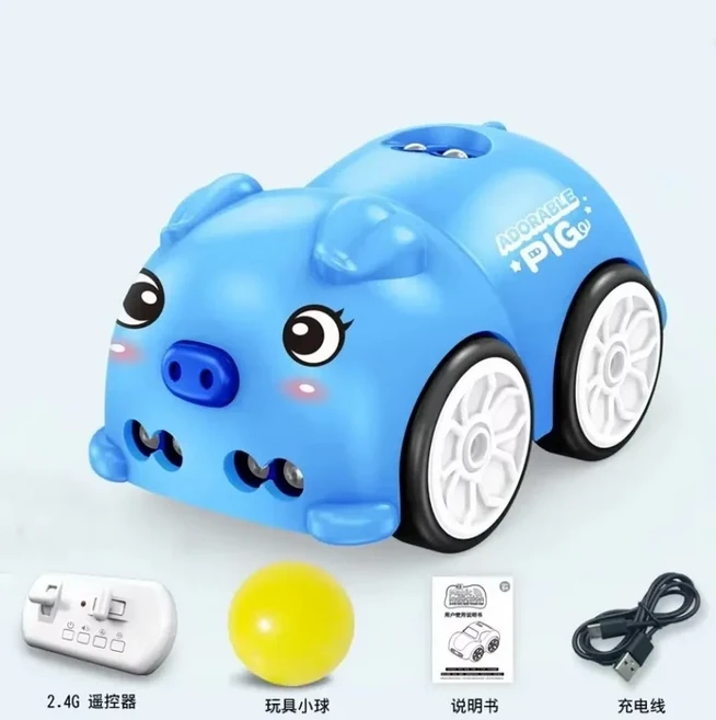 지능형 리모컨 센서 자동차 미니 제스처로 버스를 따라 회피하고 순찰하는 14세 이상 장난감, 02 Blue Piglet