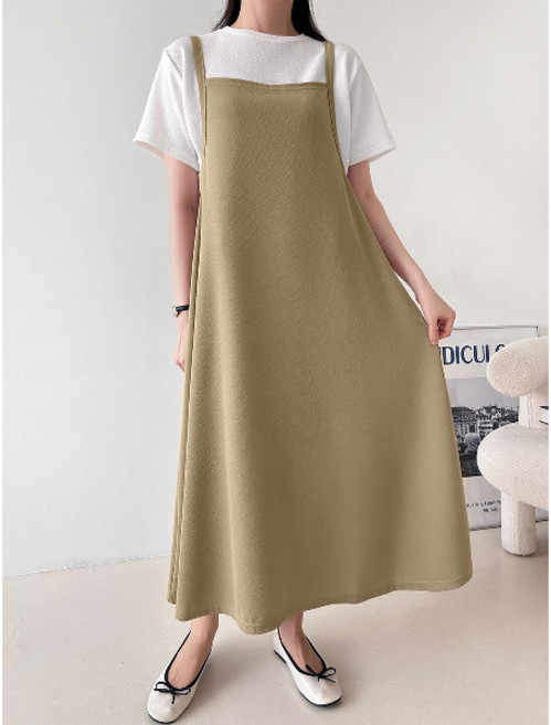 마이쏭 여성 빅사이즈 A라인원피스 롱원피스 원앤원티셔츠훌원피스세트