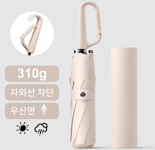 Craftsy 자외선UV 99.9% 차단 고리형 우산 양산 여행용 등산 3단 접이식 우양산