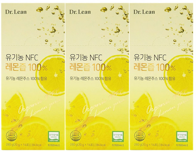 닥터린 유기농 NFC 레몬즙, 280g, 3개