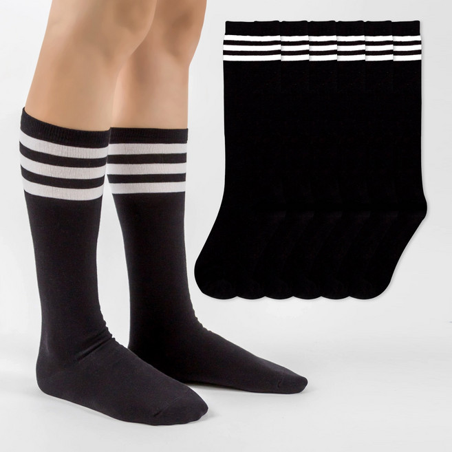 시너싹스 여성용 27cm 링글 롱 삭스 양말 6켤레