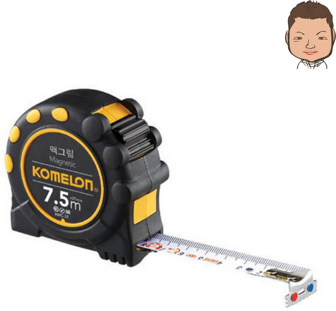 코메론 맥그립 양면눈금 줄자 KMC-32D 7.5m x 25mm, 1개