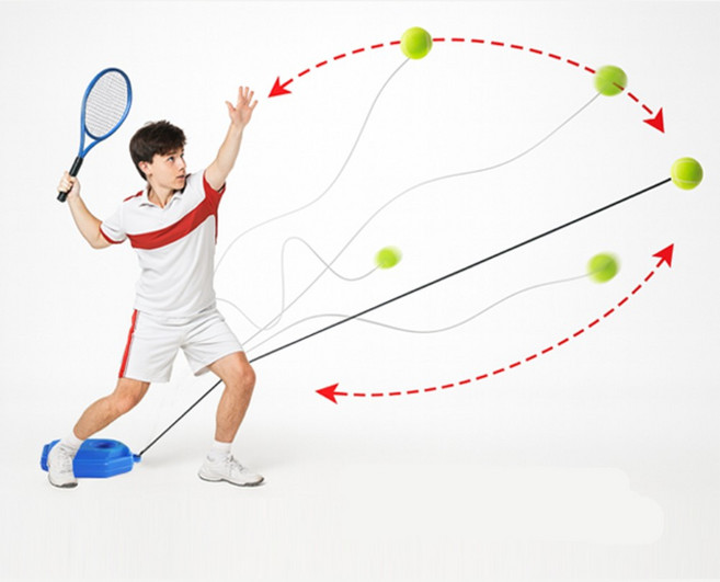 포핸드 백핸드 스윙 셀프 테니스 연습기 세트 30대남성 40대 안전 10대, 리턴볼 세트