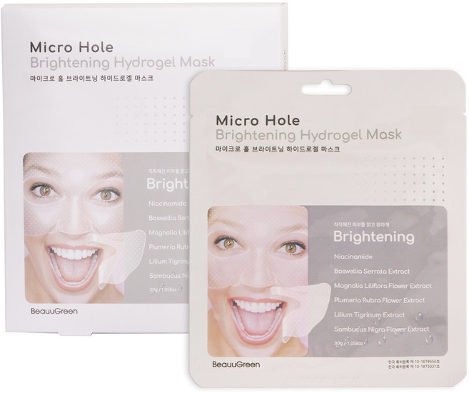 뷰그린 마이크로홀 브라이트닝 하이드로겔 마스크 28ml 5매 시트 마스크/팩, 1개, 단품