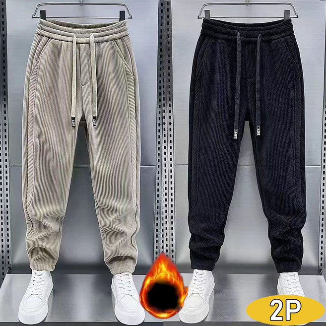 1+1 남성겨울코듀로이기모 밴딩조거팬츠 두꺼운보온 따뜻한 데일리캐주얼 바지