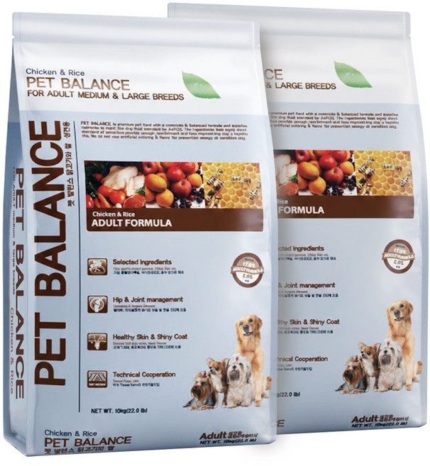 펫발란스 어덜트 강아지 포뮬라 건식사료, 닭, 10kg, 2개