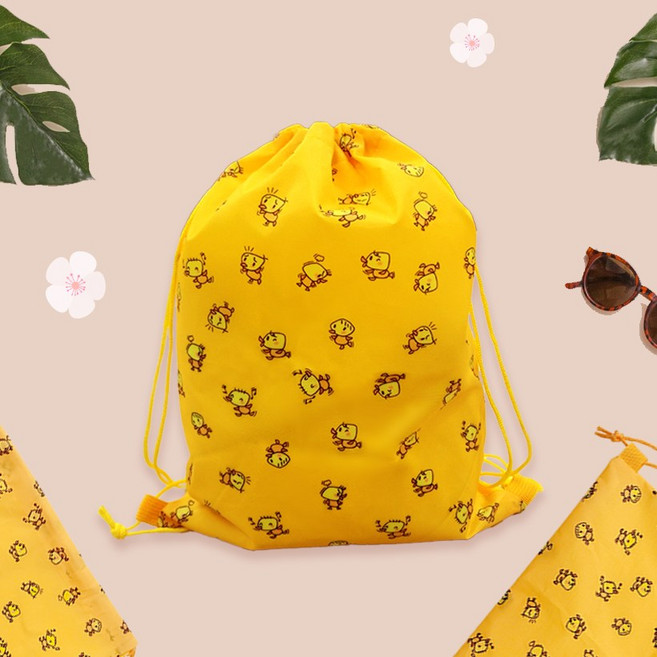 환경사랑 다회용 어린이 선물 포장 배낭 쌕 소풍가는 병아리 배낭 가방 스트링 짐쌕 10개