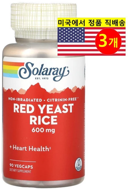 쏠라레이 홍국 600mg 90 베지캡슐, 3개, 90정 - 쿠팡