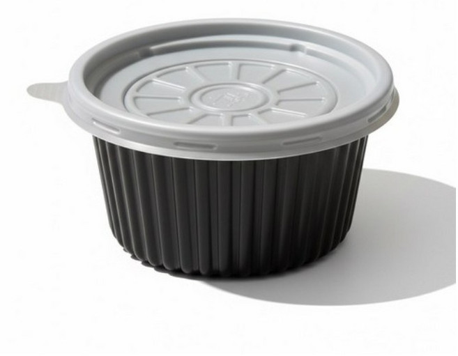 스완 105파이중 검정색 밥 국그릇 용기 300ml + 뚜껑, 100개, 1세트