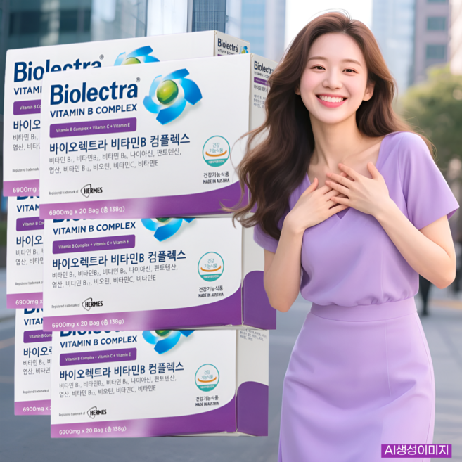 [110년 자부심과기술-바이탈1000 1개 증정] 바이오렉트라 비타민B컴플렉스 비타민C 비타민E 비타민B군 함유 20포X6, 6개, 20회분
