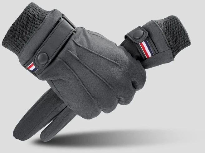 티쯔 소프트 인조 스웨이드 무스탕 스판 기모 스마트터치 바이크 두꺼운 남성방한장갑