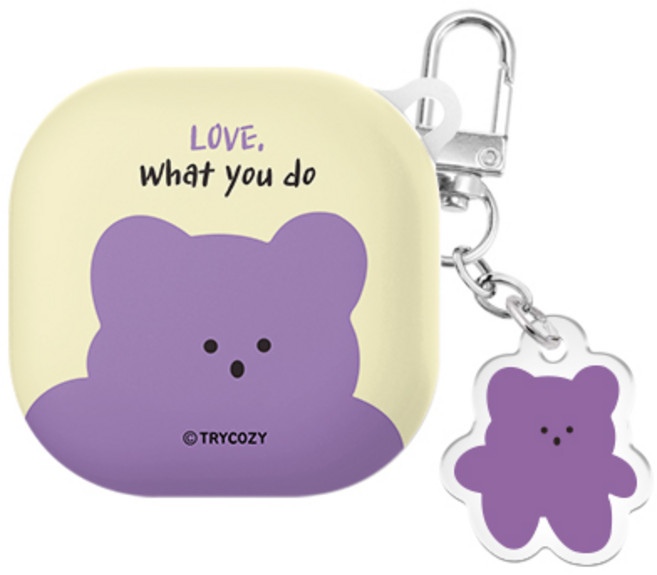 스윗베어 버즈라이브/버즈프로/버즈2/버즈2프로(공용) 하드 케이스 +아크릴키링, 스윗베어-퍼플, 1개