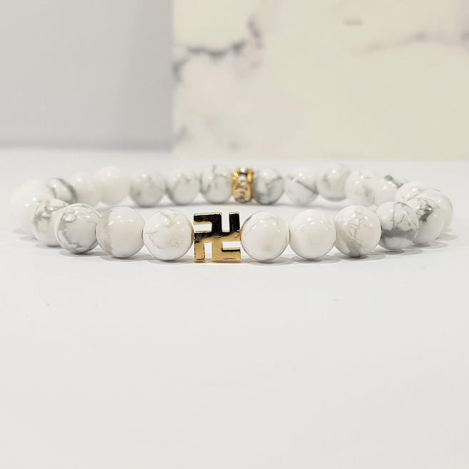 안정 백송석 금기운 보충 천연 원석 백터키석 하울라이트 불교 만자 팔찌 절 천연석 염주 행운팔찌 원석 건강 맞춤 제작 패션염주 동경스톤