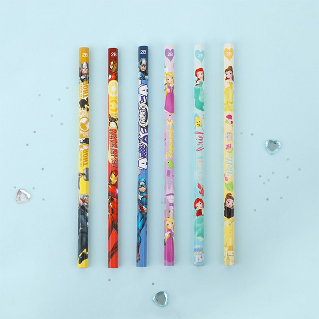 디즈니 마블 캐릭터 2B 연필 12개입 세트, 12개입 랜덤 세트