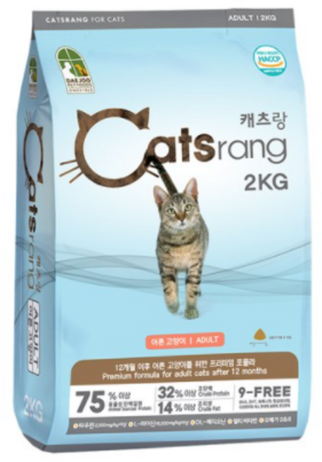 캐츠랑 어덜트 고양이 건식사료, 닭+참치, 2kg, 3개