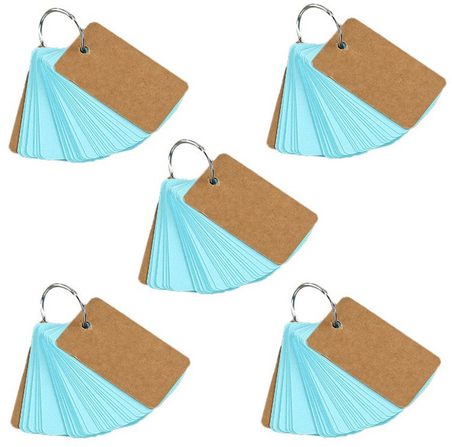 휴대용 미니 단어 암기장 암기 단어장 수첩 링, 5개, 50매, 블루