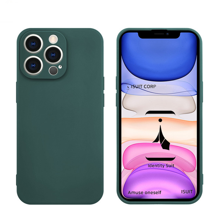 아이수트 스퀘어 사각 파스텔 컬러 실리콘 카메라보호 풀커버 아이폰 케이스