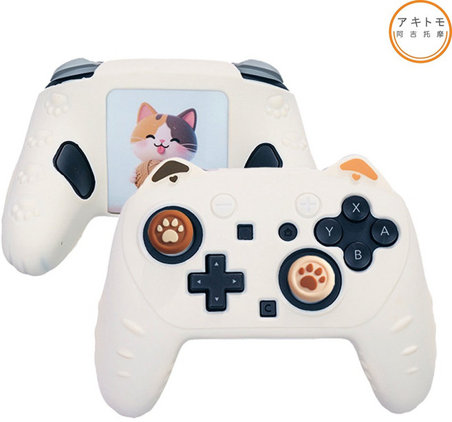 프로콘2 케이스 프로컨트롤러2 고양이 실리콘커버 스틱커버 세트 아키토모, 베이지