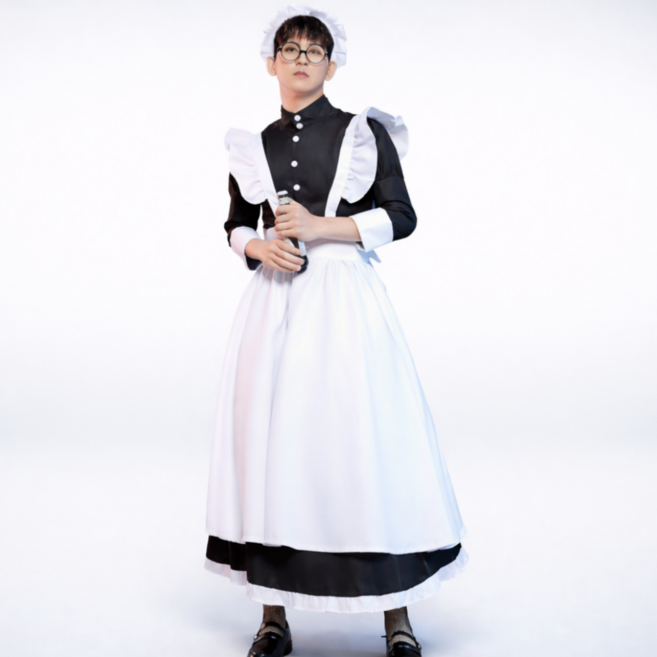 NIAN 남자 메이드복 원피스 작업복 코스프레 5p