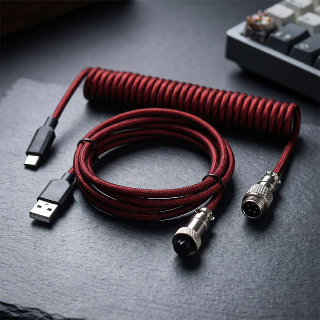 라나야 8K 폴링레이트 지원 기계식 키보드 항공 케이블 USB to C타입, 1개, 레드, 3.5m