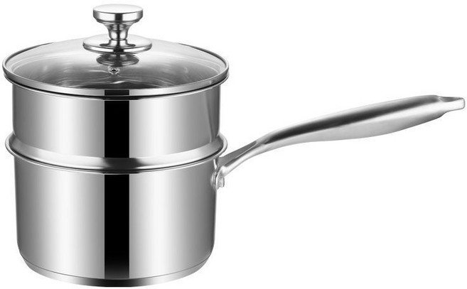 316 스테인리스 이유식 냄비 다용도 편수 냄비+찜기, 1개, 20cm, 실버